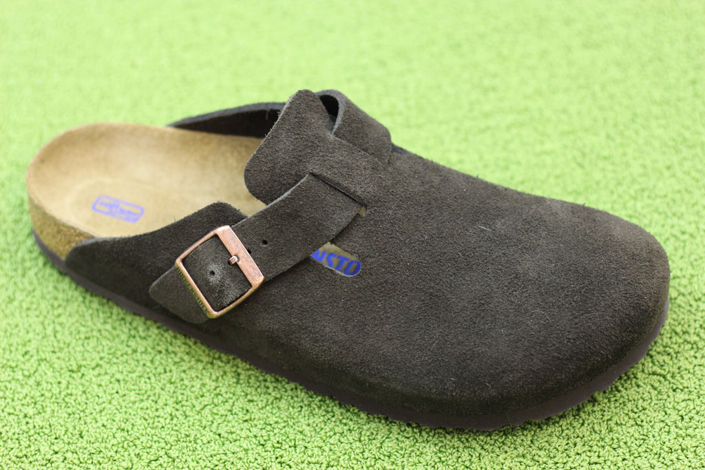 Men's Boston Clog - Mocha Suede Side Angle View