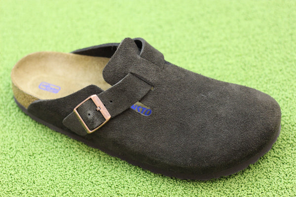Men's Boston Clog - Mocha Suede Side Angle View