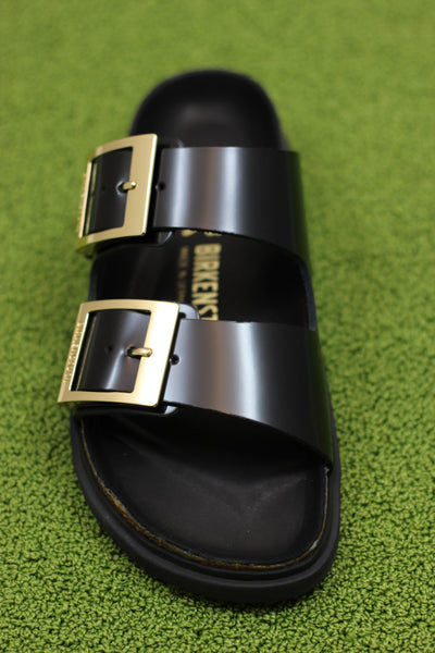 Women's Arizona Droplet Buckle Sandal - Black Patent Leather
