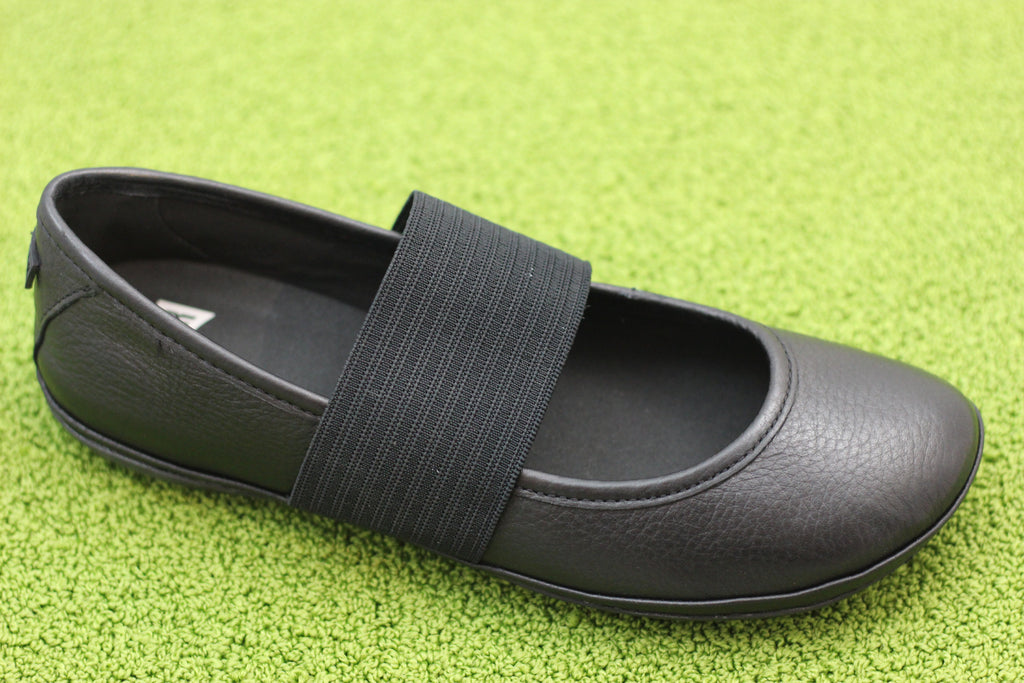 Womens Right Mary Jane Slip On - Black Leather Side Angle View