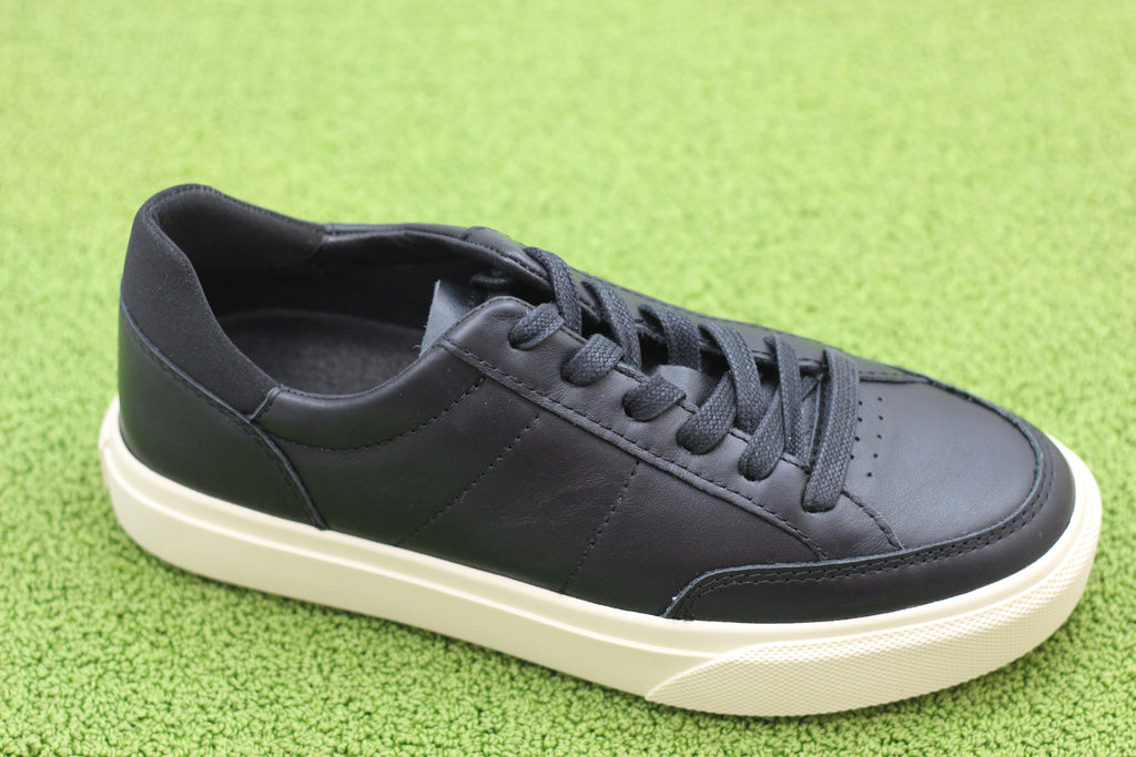 Unisex Monroe VP Sneaker - Black Leather Side Angle View