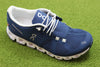 On Running Womens Cloud Sneaker - Denim/White Mesh Side Angle View
