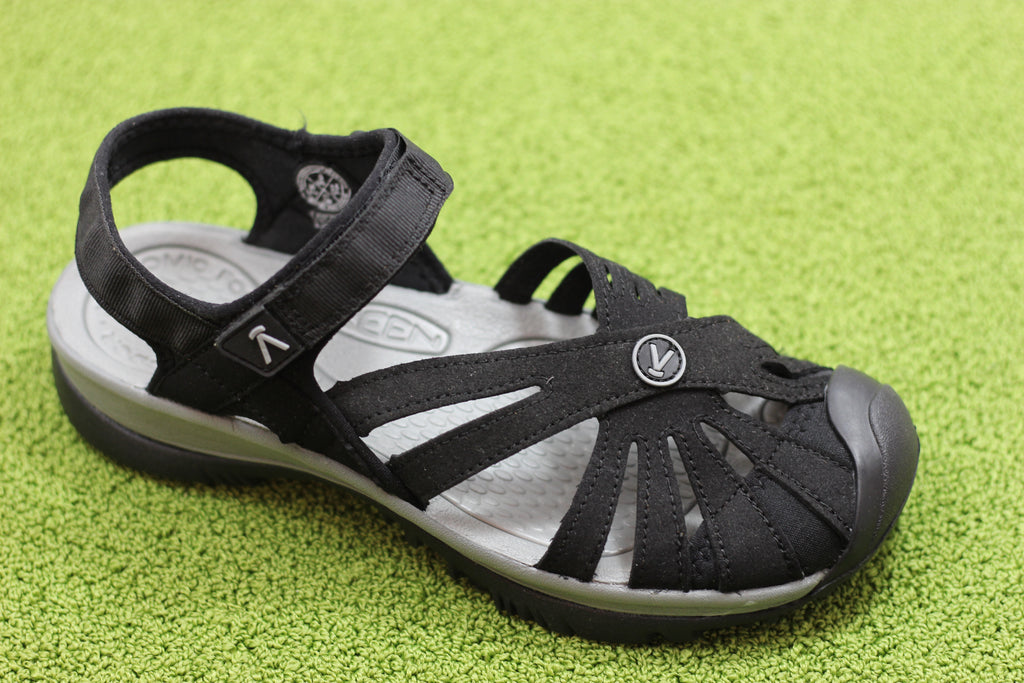 Keen Women's Rose Sandal- Black Nylon Side Angle View