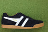 Gola Men's Harrier Sneaker - Black/Off White/Orange Suede/Leather Side View