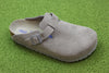 Birkenstock Women's Boston Clog - Stone Coin Suede Side Angle View