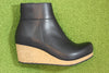 Papillio Women's Ebba Wedge Boot - Black Leather Side View