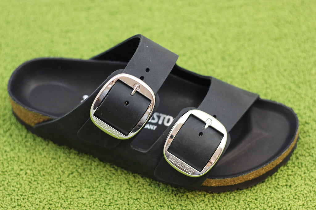 Birkenstock Women's Arizona Big Buckle Sandal - Black Leather Side Angle View