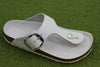 Birkenstock Women's Gizeh Big Buckle Sandal - White Leather Side Angle View