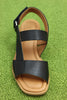 Naguisa Women's Black Sandal - Black Leather Top View