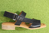 Naguisa Women's Black Sandal - Black Leather Side View
