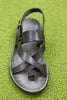 Brador Women's 34723 Toe Thong Sandal - Black Leather Top View