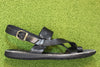 Brador Women's 34723 Toe Thong Sandal - Black Leather Side View