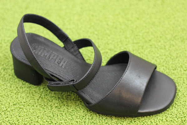 Camper Womens Katie Sandal - Black Leather Side Angle View