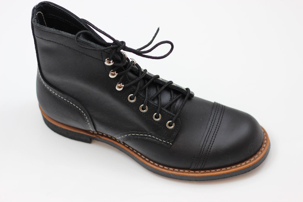 Red Wing Men's Iron Ranger Boot - Black Leather Side Angle View