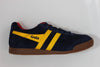 Gola Men's Harrier Sneaker - Navy/Sun/Red Suede/Leather - Side View