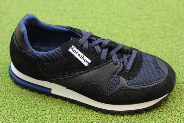 Reproduction of Found Unisex 2400FSL Sneaker - Navy/Black Leather/Mesh/Suede Side Angle View