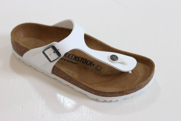 Birkenstock Women's Gizeh Sandal - White Birko Flor Side Angle View