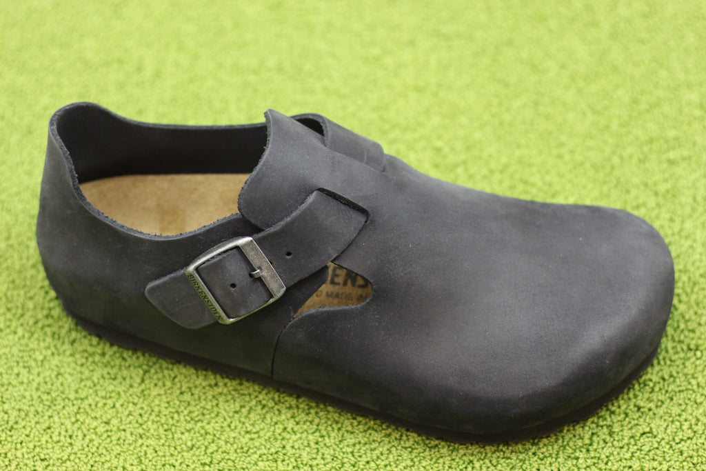 Birkenstock Men's London Shoe - Black Oiled Leather Side Angle View