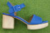 Coclico Women's Riviera Sandal - Blue Nubuck Leather Side Angle View
