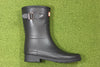 Hunter Women's Original Refined Short Rainboot - Black Rubber Side View