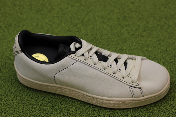 Unisex Suede Icon Sneaker- White Suede Side Angle View