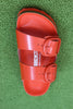 Birkenstock Women's Arizona Big  Buckle Sandal - Tomato Patent Leather Top View