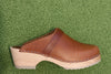 Women's Berkeley Clog - Cognac Pull Up Leather Side View
