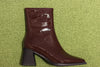 Womens Hedda Zip Boot - Chocolate Patent Side View