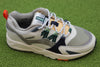 Karhu Unisex Fusion 2.0 Sneaker - Lily White/Green Suede/Mesh Side Angle View