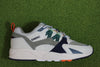 Karhu Unisex Fusion 2.0 Sneaker - Lily White/Green Suede/Mesh Side View
