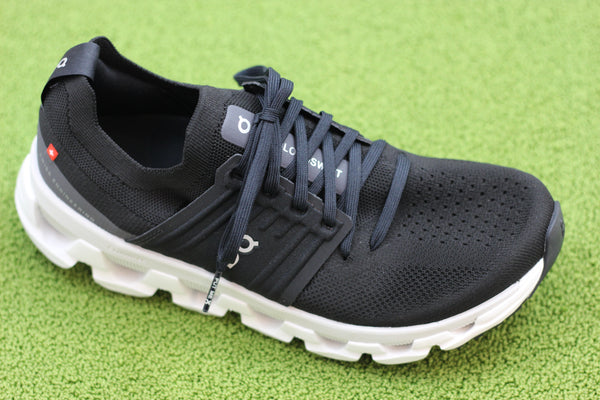 On Running Mens Cloudrift Sneaker - Black/White Synthetic/Mesh Side Angle View