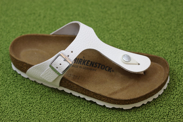 Birkenstock Women's Gizeh Sandal - White Leather Side Angle View