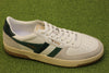 Men's Hawk Sneaker - White/Green Leather/Suede Side Angle View