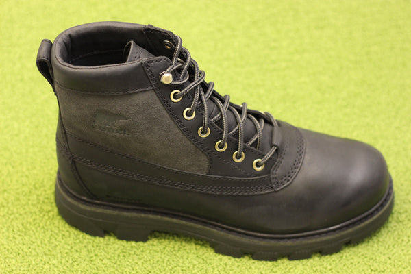 Mens Outing Mid WP Boot - Black Leather/Nylon Side Angle View
