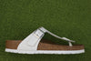 Birkenstock Women's Gizeh Sandal - White Leather Side View
