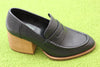 Kork Ease Women's Modeste Heel Loafer - Black Leather Side Angle View