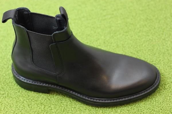 Mens Stanley Chelsea Boot - Black Leather Side Angle View