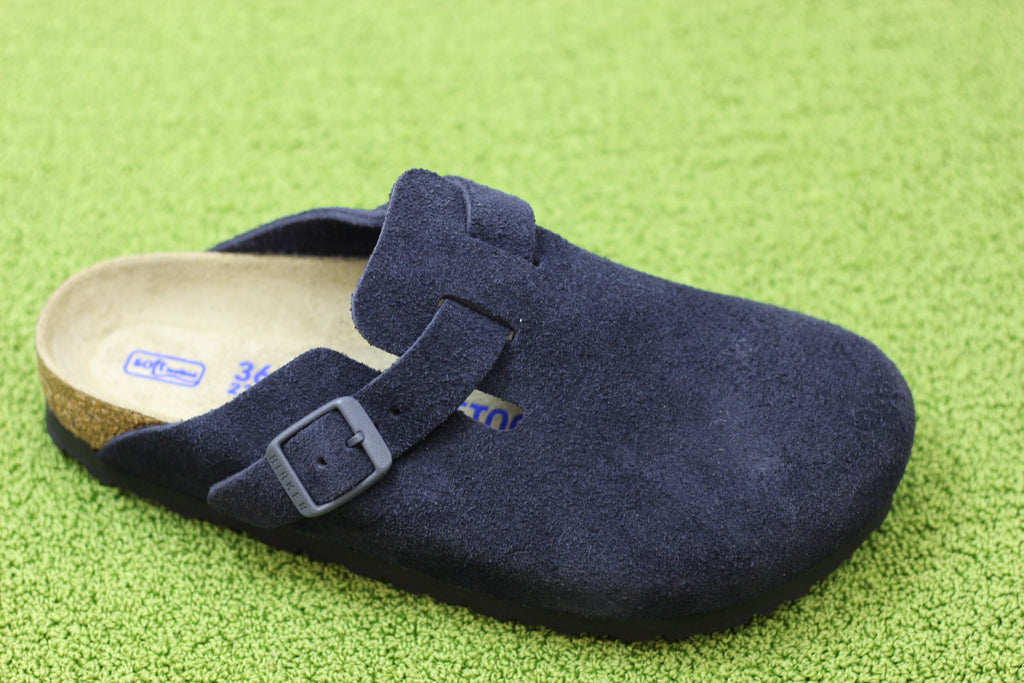 Women's Boston Clog - Midnight Suede Side Angle View