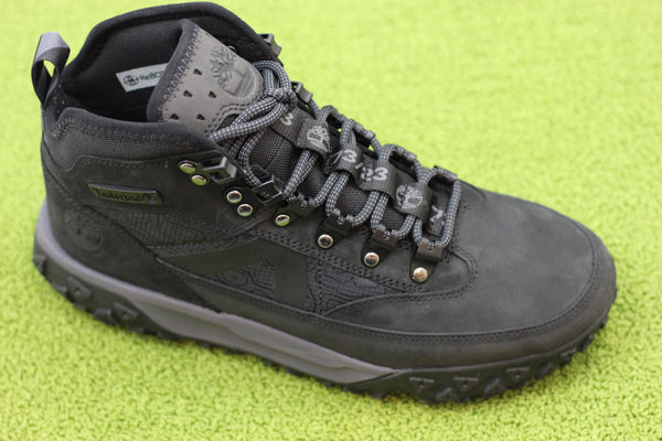 Men's Greenstride Mid WP Boot - Black Leather/Nylon Side Angle View