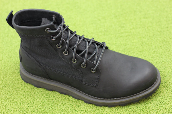 Mens Madson Field Boot - Black Leather/Canvas Side Angle View