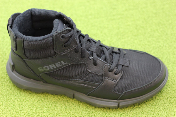 Mens Explorer Next Mid WP Sneaker - Black/Jet Synthetic/Textile Side Angle View