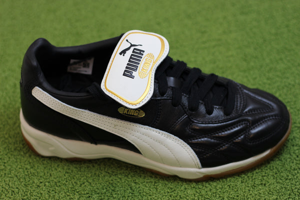 Unisex King Indoor Sneaker - Black Leather Side Angle View