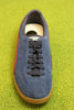 Unisex Brasil Sneaker - Blue/Burgundy Suede/Leather Top View