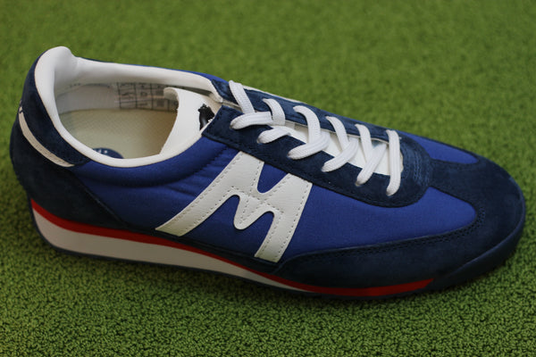Unisex Mestari Sneaker - Blue/White Nylon/Suede/Leather Side Angle View