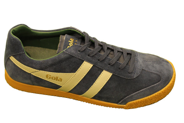 Men's Harrier Sneaker - Navy/Grey/Evergreen Suede/Leather Side Angle View