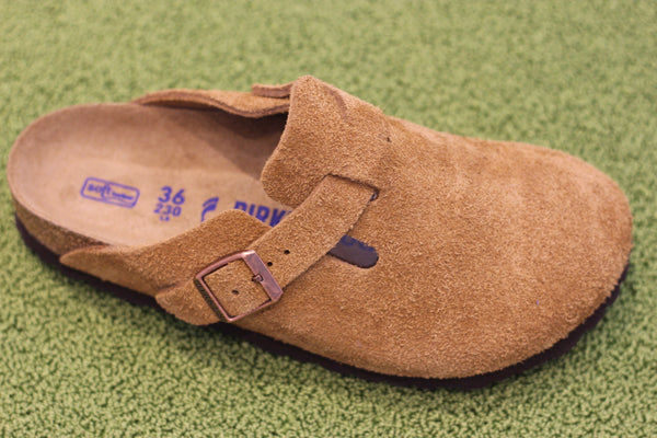 Women's Boston Clog - Mink Suede Side Angle View