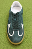 Womens Rife Sneaker- Green Suede/Leather Top View