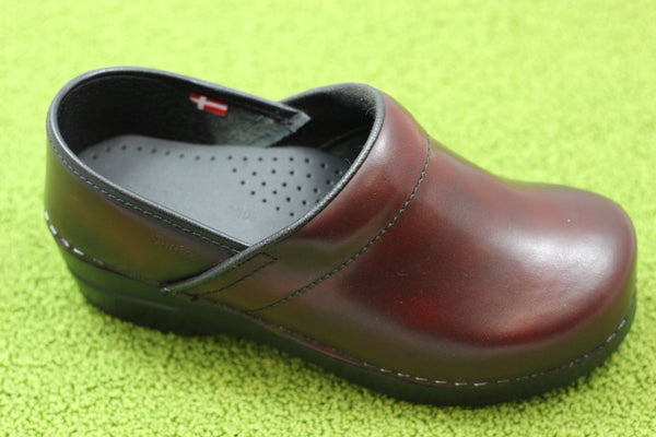 Women's Cabrio Clog - Burgundy Leather Side Angle View