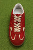 Womens Rife Sheen Sneaker- Red Suede/Nylon Top View