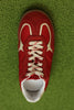 Womens Rife Sheen Sneaker- Red Suede/Nylon Top View